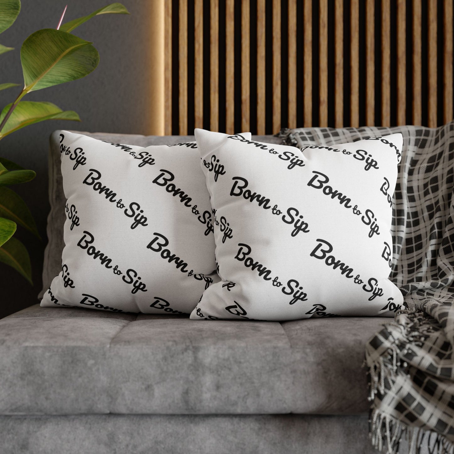 Born To Sip “pattern pillow” Polyester Square Pillowcase