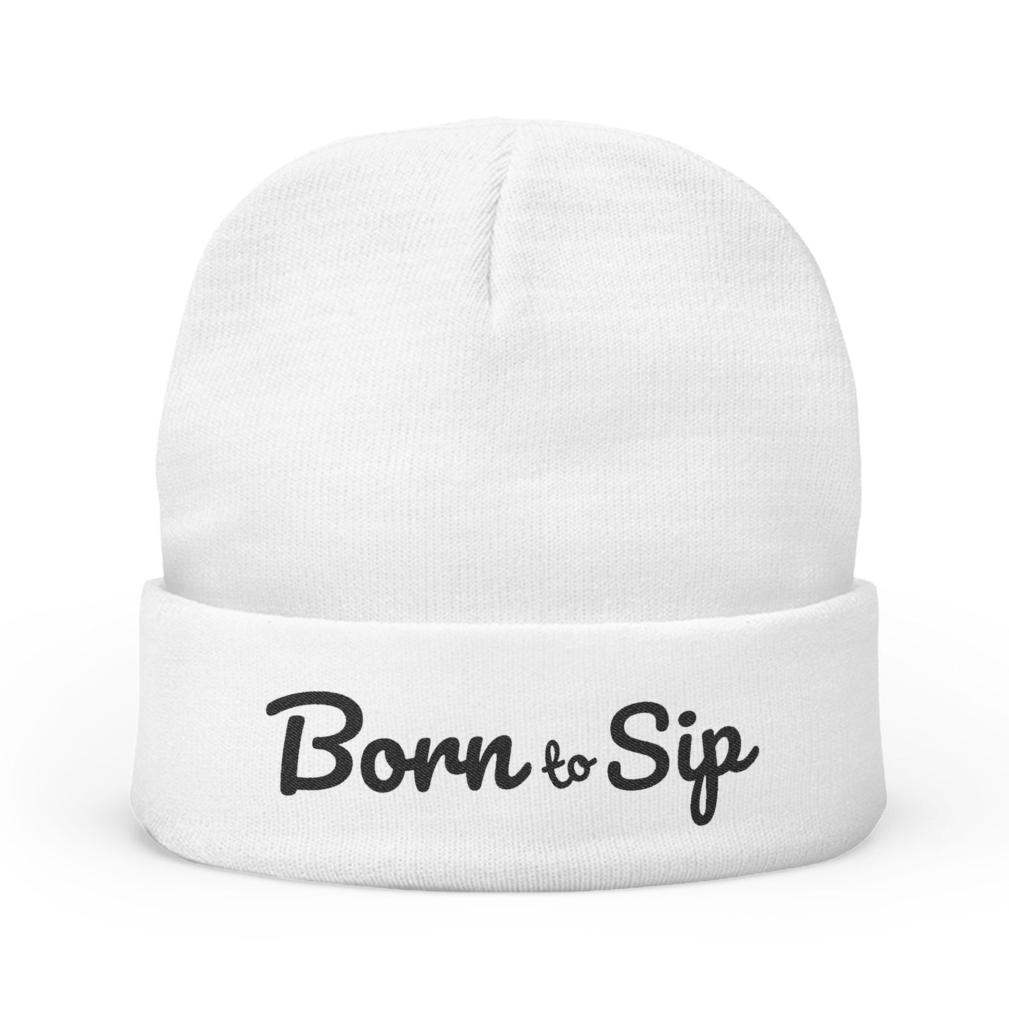 Born to Sip Embroidered Knit Beanie