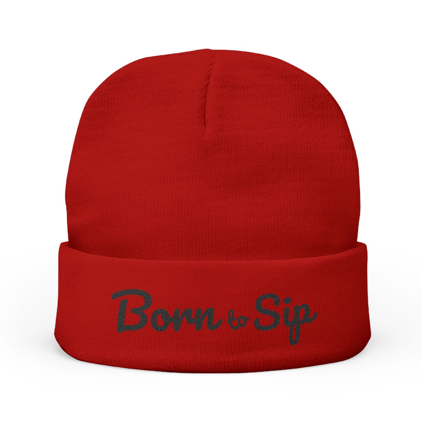 Born to Sip Embroidered Knit Beanie