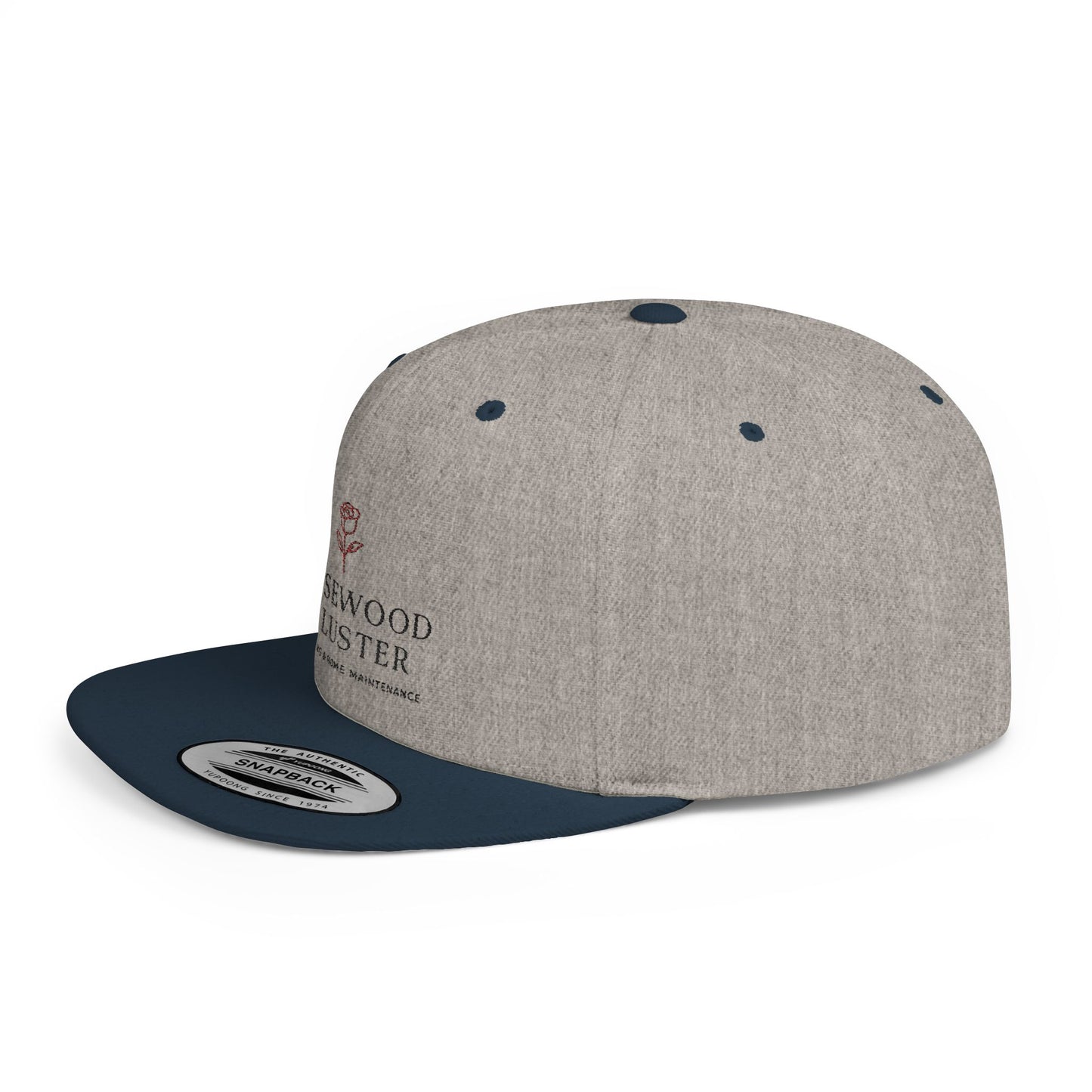Snapback Hat — Rosewood & Luster Minimal Floral Logo Flat Bill