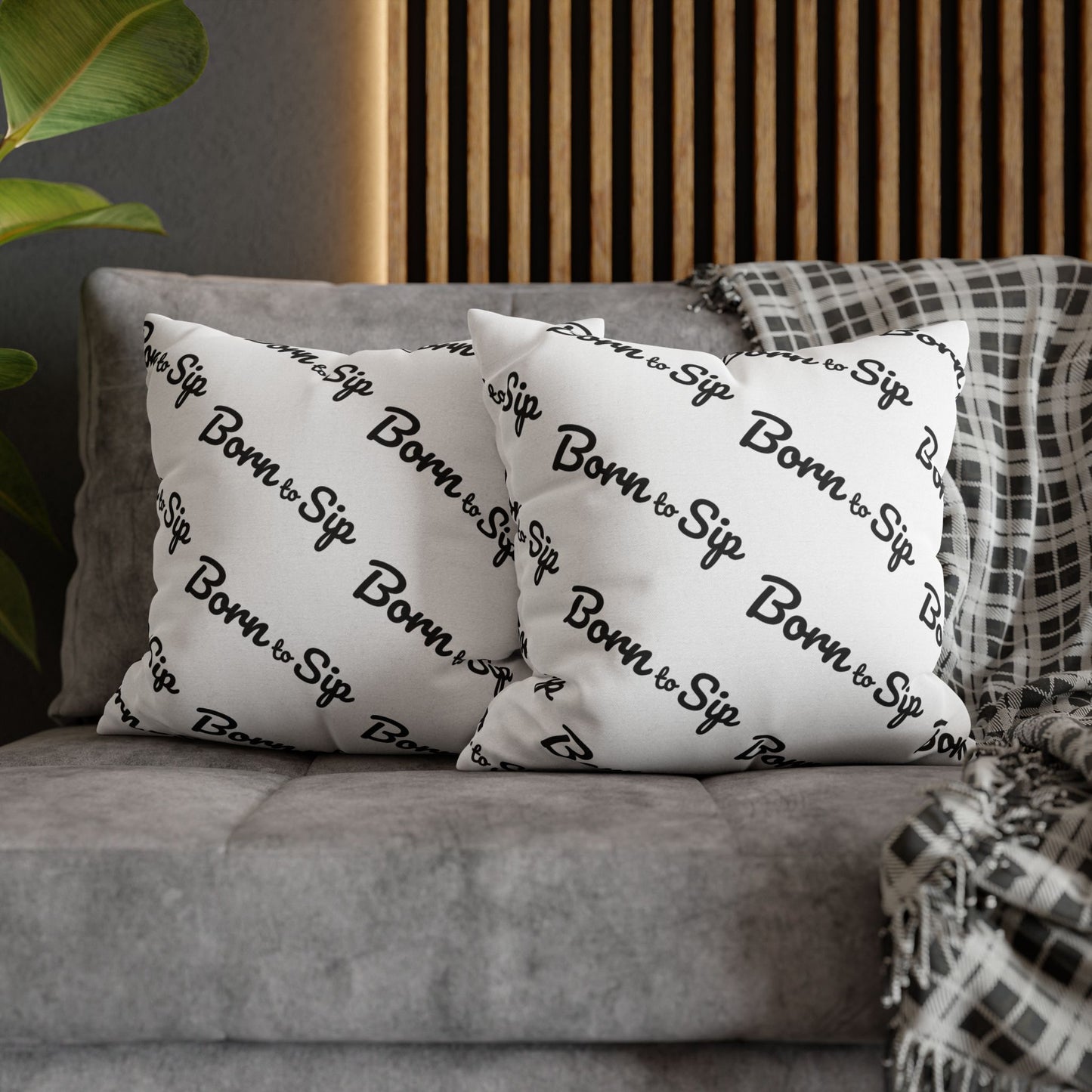 Born To Sip “pattern pillow” Polyester Square Pillowcase