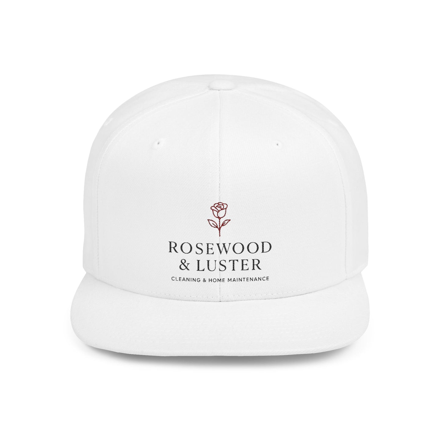 Snapback Hat — Rosewood & Luster Minimal Floral Logo Flat Bill