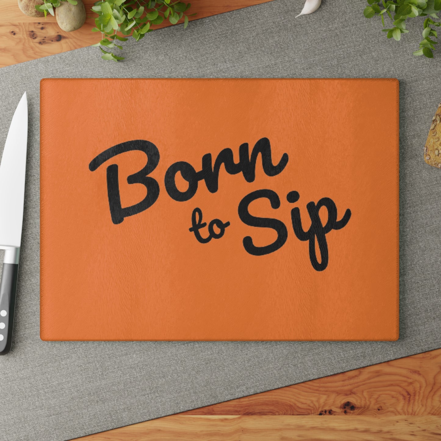 Born to Sip Glass Cutting Board