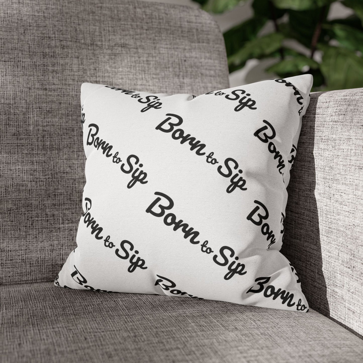 Born To Sip “pattern pillow” Polyester Square Pillowcase