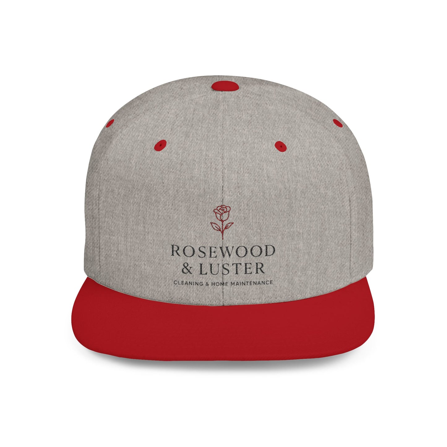 Snapback Hat — Rosewood & Luster Minimal Floral Logo Flat Bill