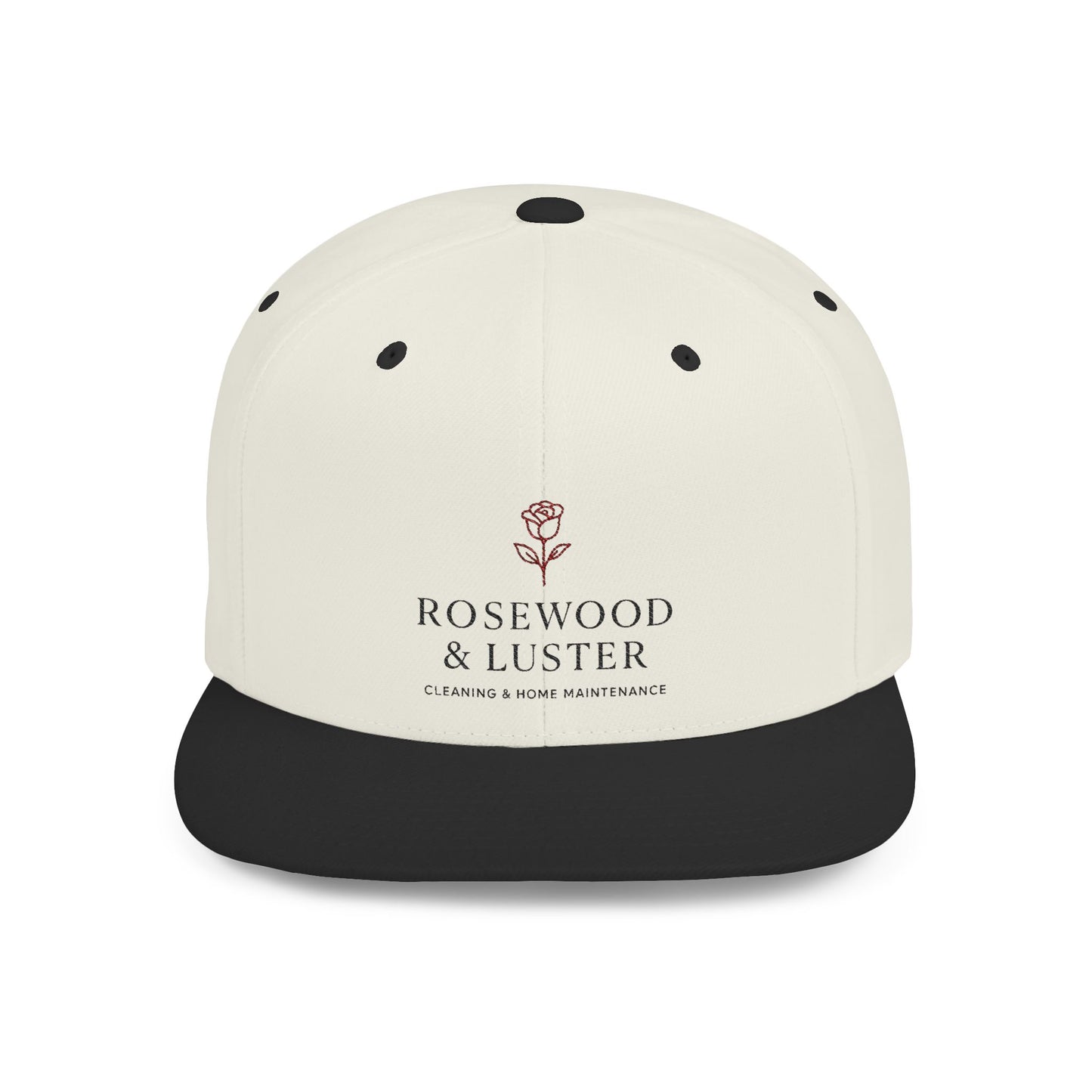 Snapback Hat — Rosewood & Luster Minimal Floral Logo Flat Bill