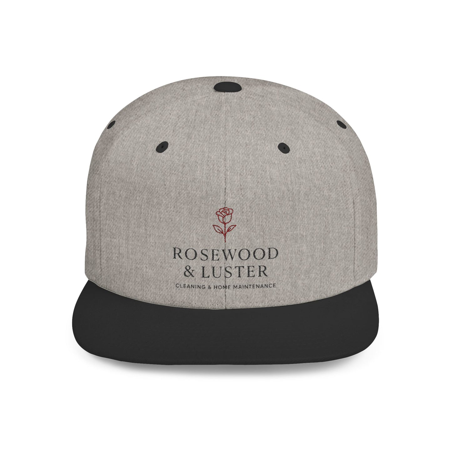 Snapback Hat — Rosewood & Luster Minimal Floral Logo Flat Bill