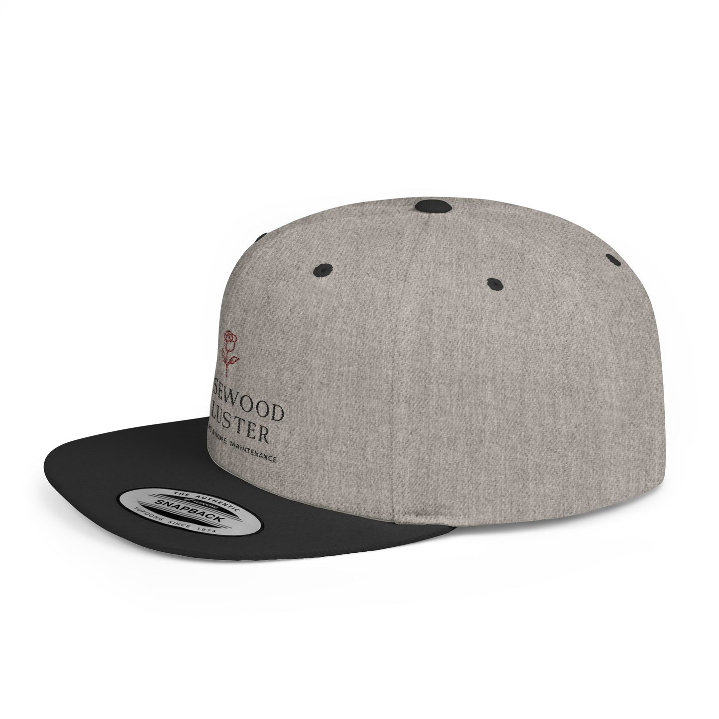 Snapback Hat — Rosewood & Luster Minimal Floral Logo Flat Bill