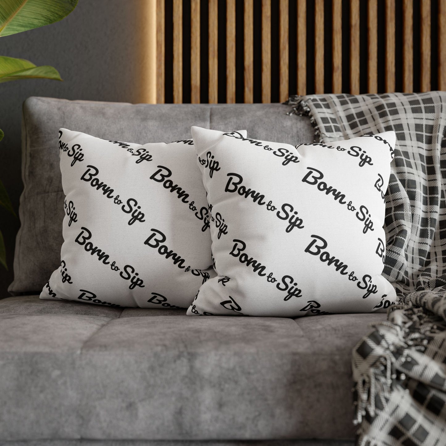 Born To Sip “pattern pillow” Polyester Square Pillowcase
