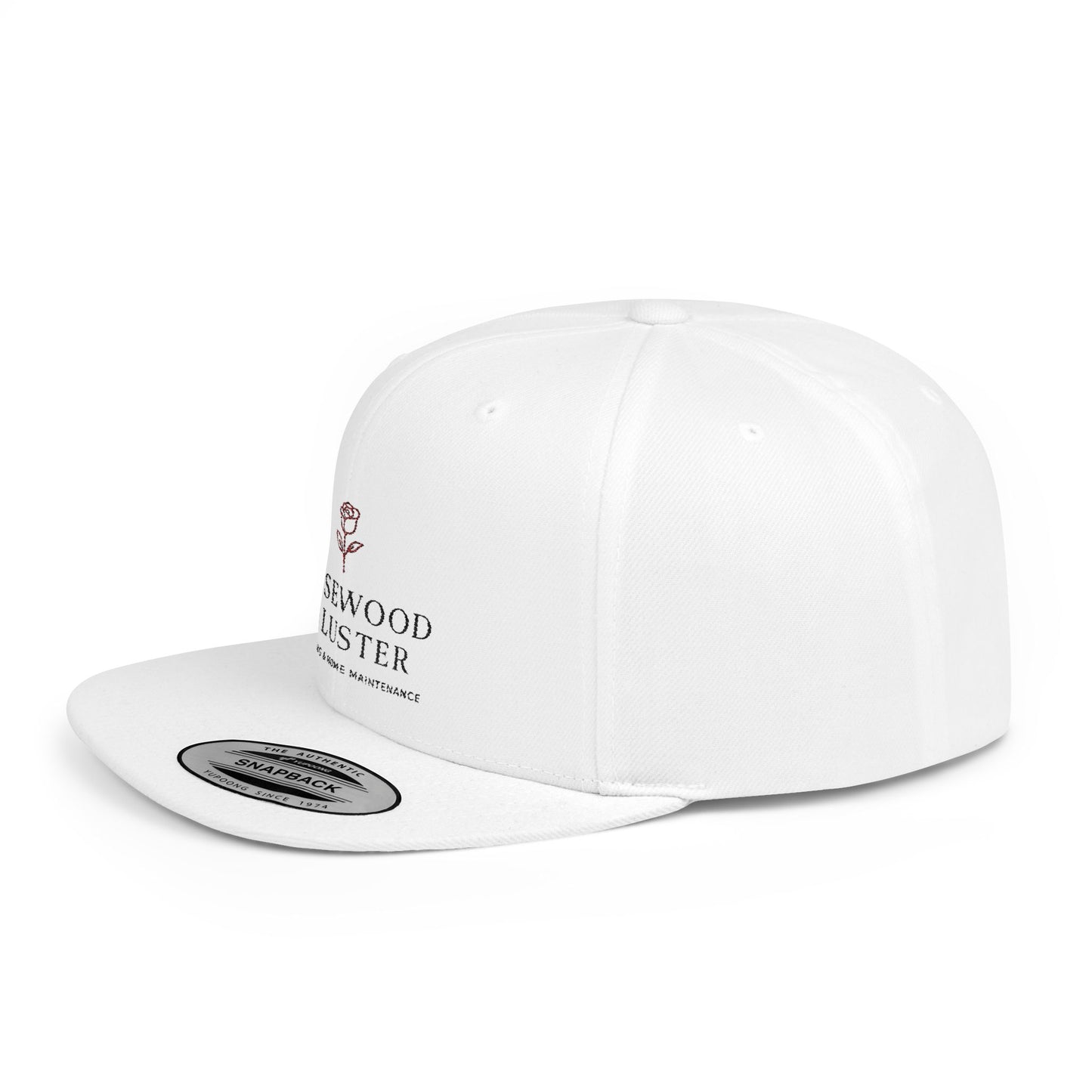 Snapback Hat — Rosewood & Luster Minimal Floral Logo Flat Bill