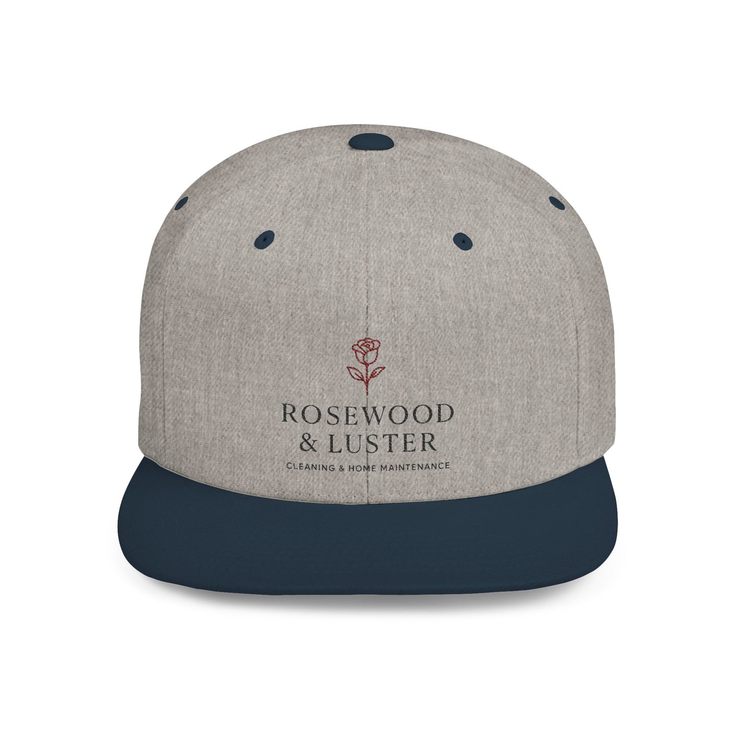 Snapback Hat — Rosewood & Luster Minimal Floral Logo Flat Bill