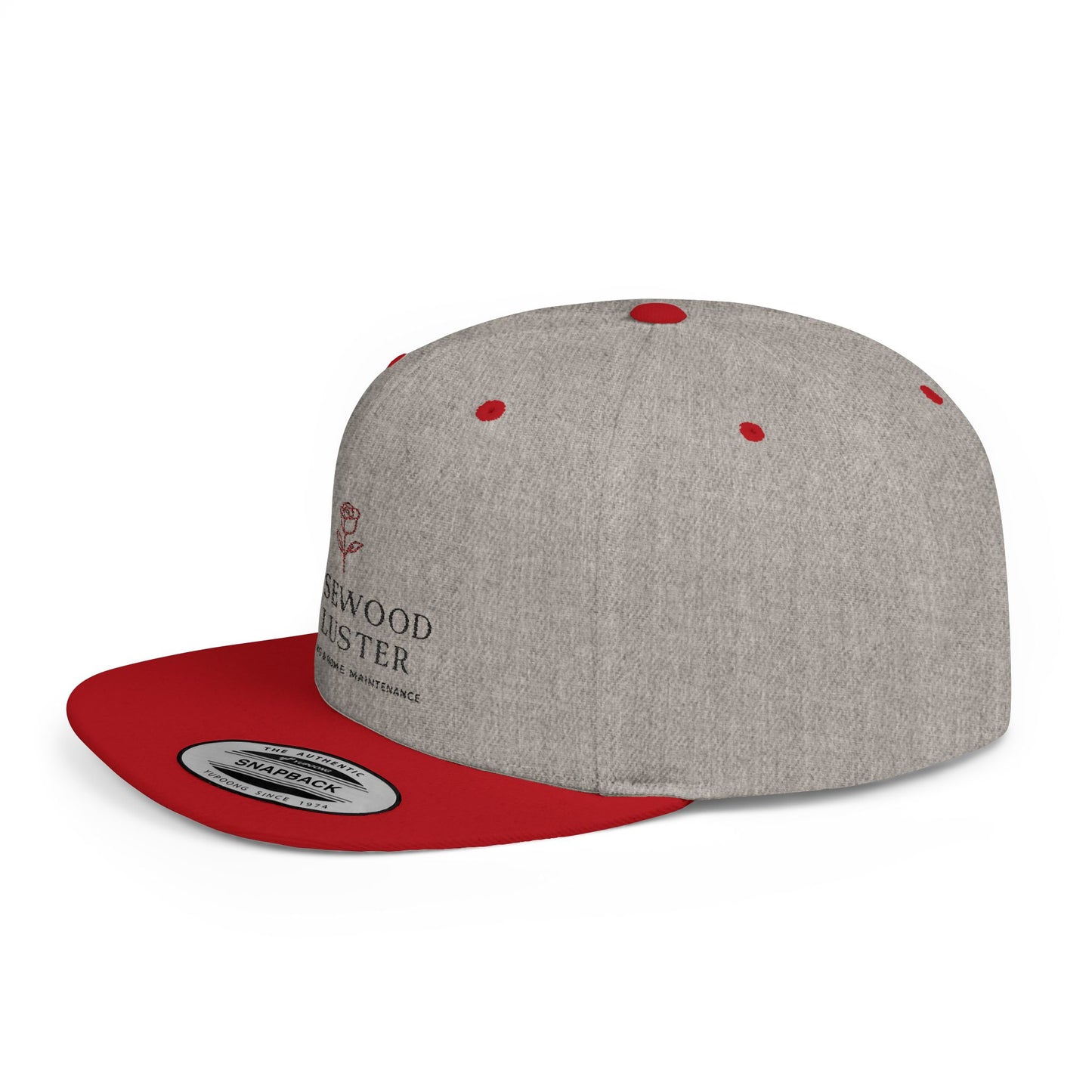 Snapback Hat — Rosewood & Luster Minimal Floral Logo Flat Bill